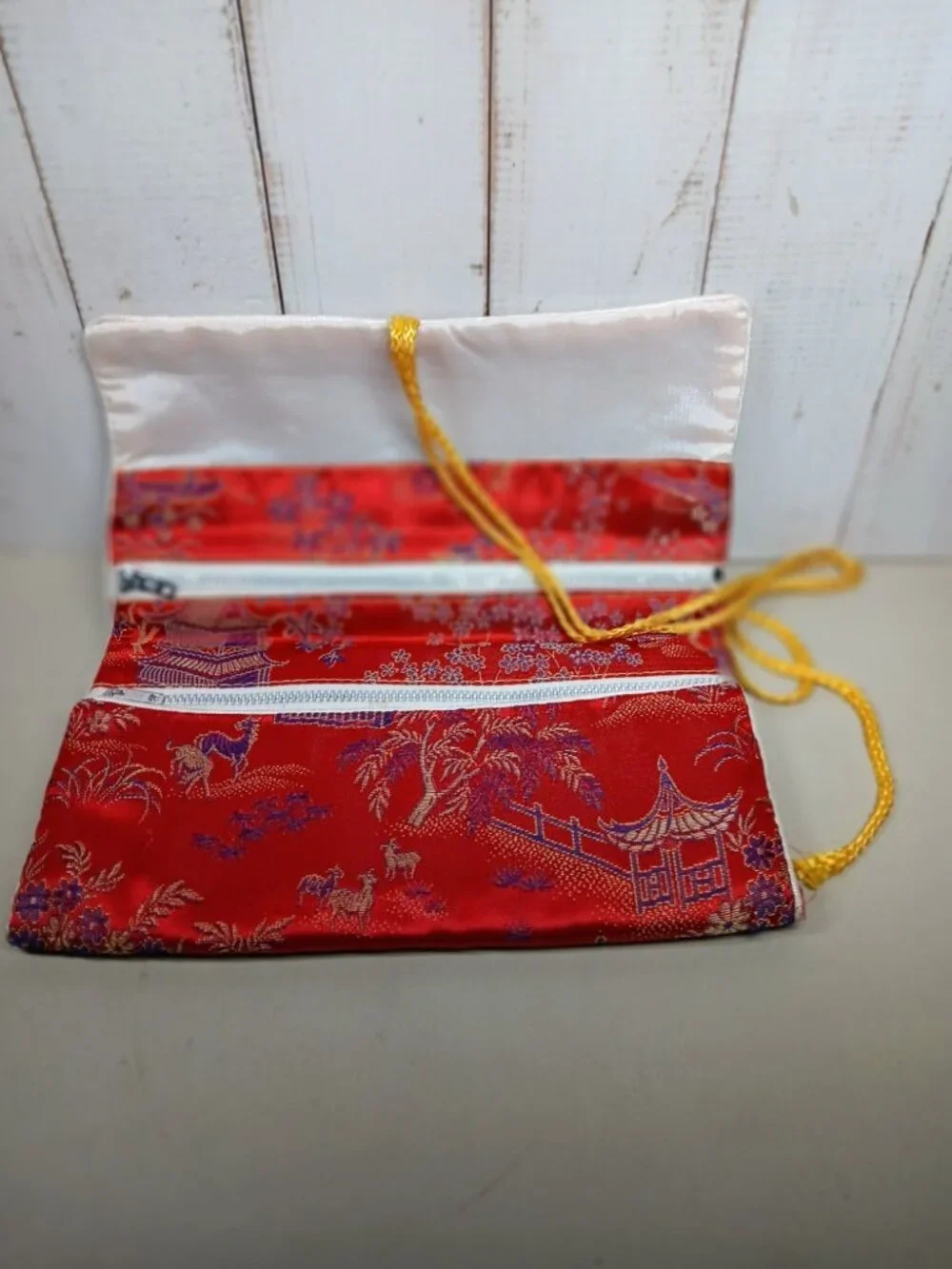 Four Silk Jewelry Pouches Lot Asian Nautical and Checkered Gift Idea